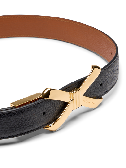Reversible Mirjana Belt in Black And Cognac Calf