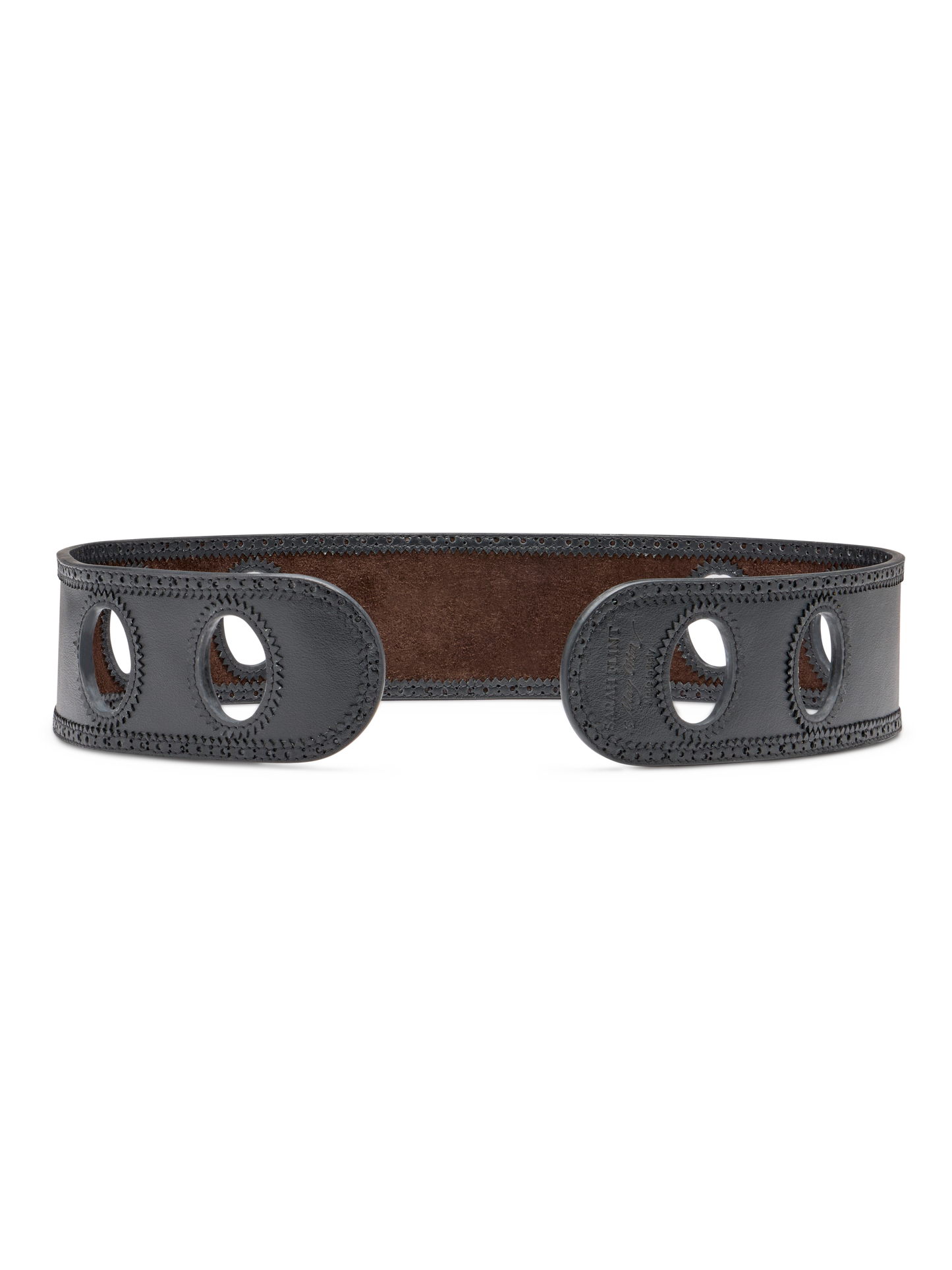 Sarah Flint X Mary Orton Reversible Scarf Belt in Black Calf And Deep Espresso Crosta