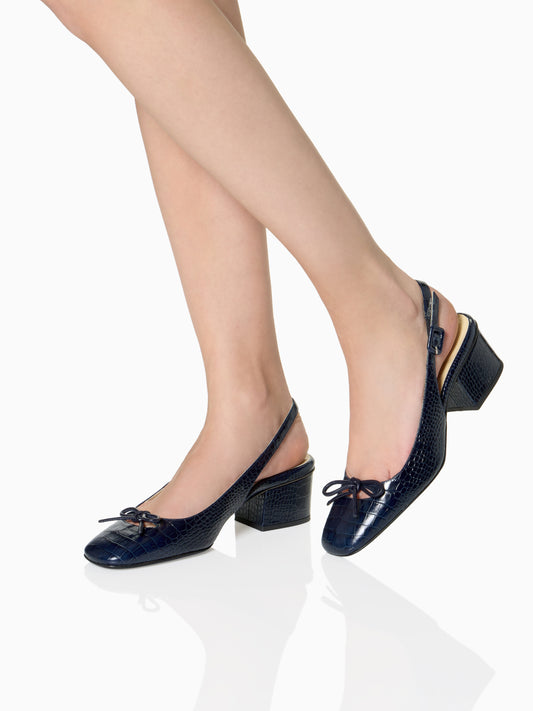 Perfect Kendra 45 in Navy Croc Embossed Calf