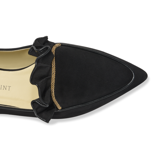 Gudel in Black Suede and Gold Chain