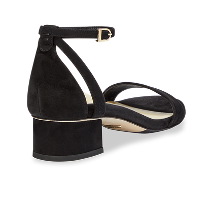 30mm Italian Made Perfect Block Sandal in Black Suede