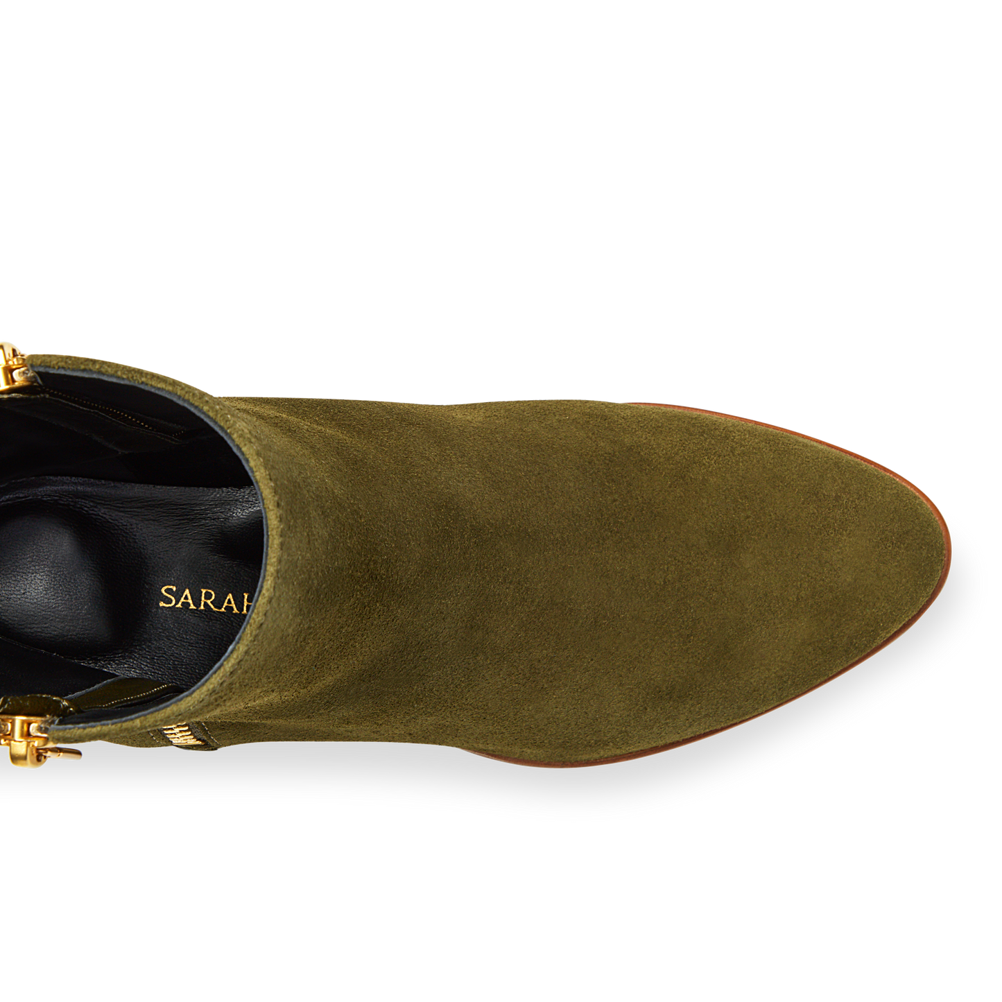 30mm Italian Made Perfect Zip Bootie in Olive Suede