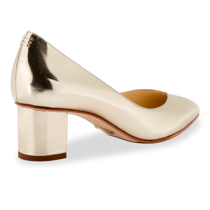50mm Italian Made Pointed Toe Perfect Emma Pump in Gold Saffiano