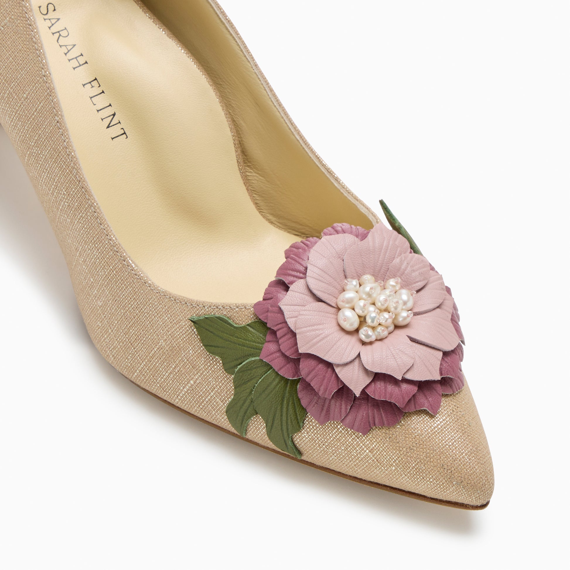 Perfect Kitten Pump 50 in Light Gold Linen