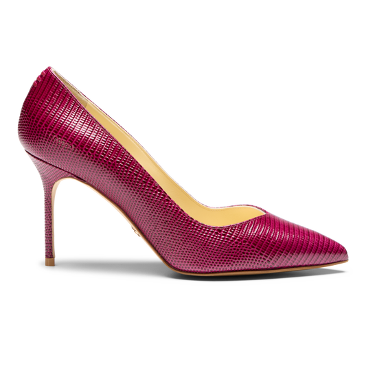 Perfect Pump 85 in Deep Burgundy Lizard Embossed Calf