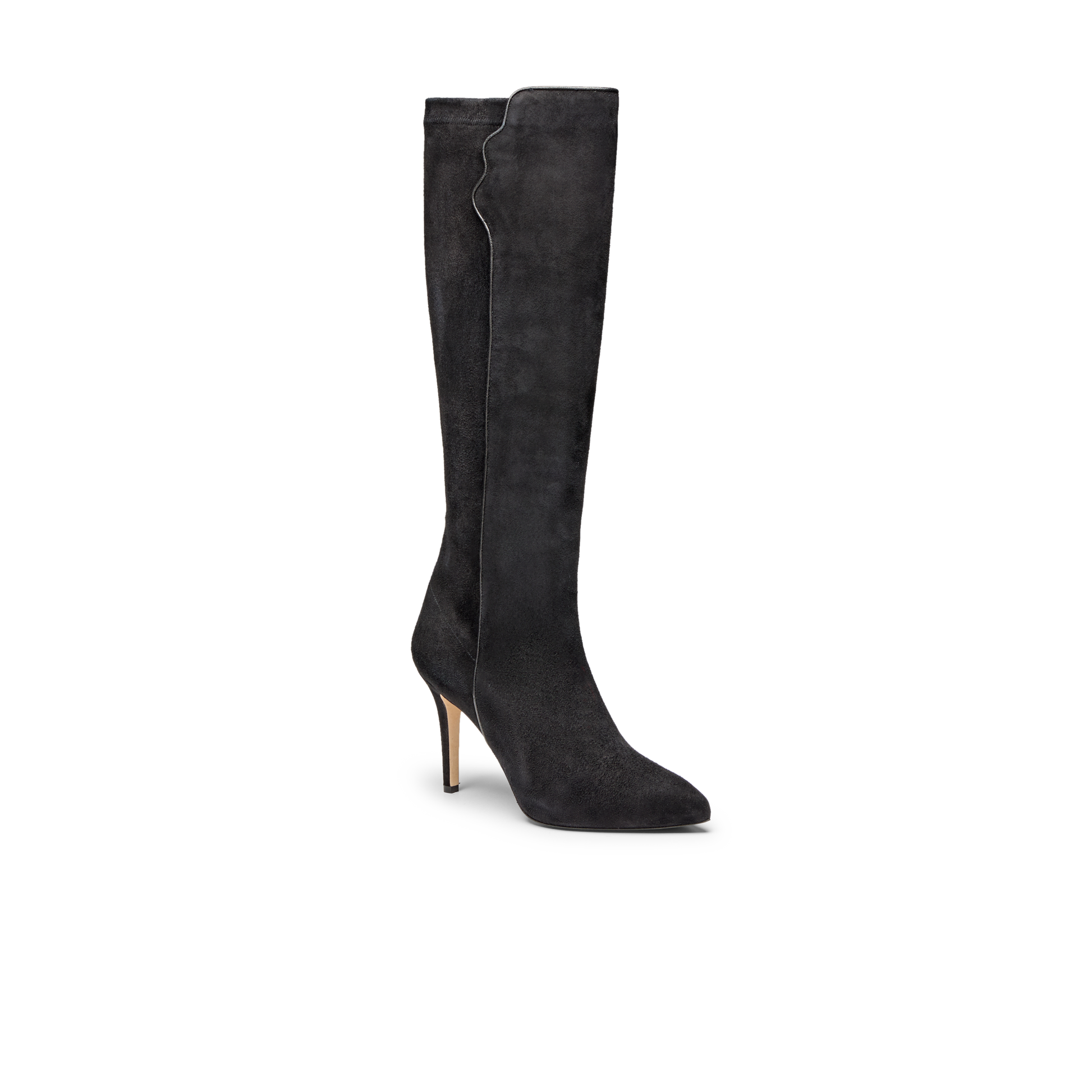 Perfect Dress Boot 90 in Black Stretch Suede