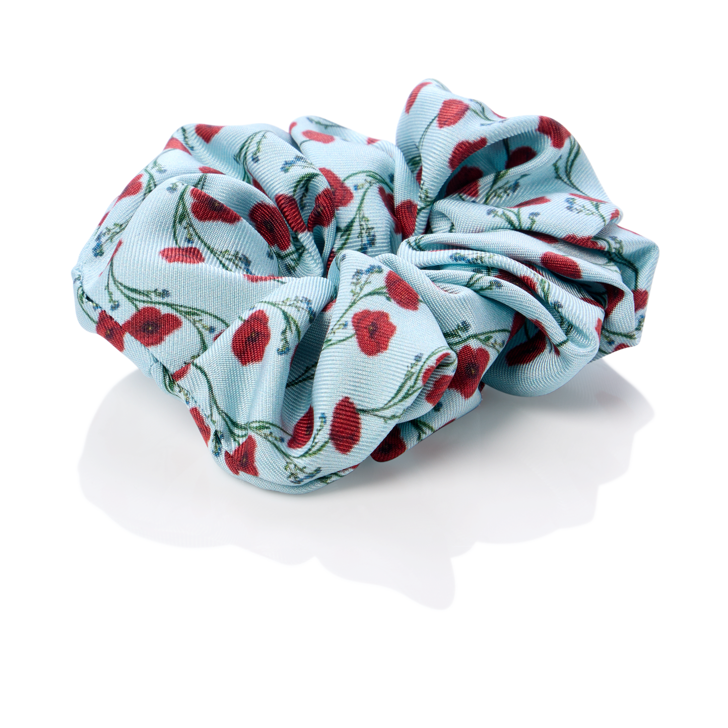 Silk Scrunchie in Poppy Printed Silk