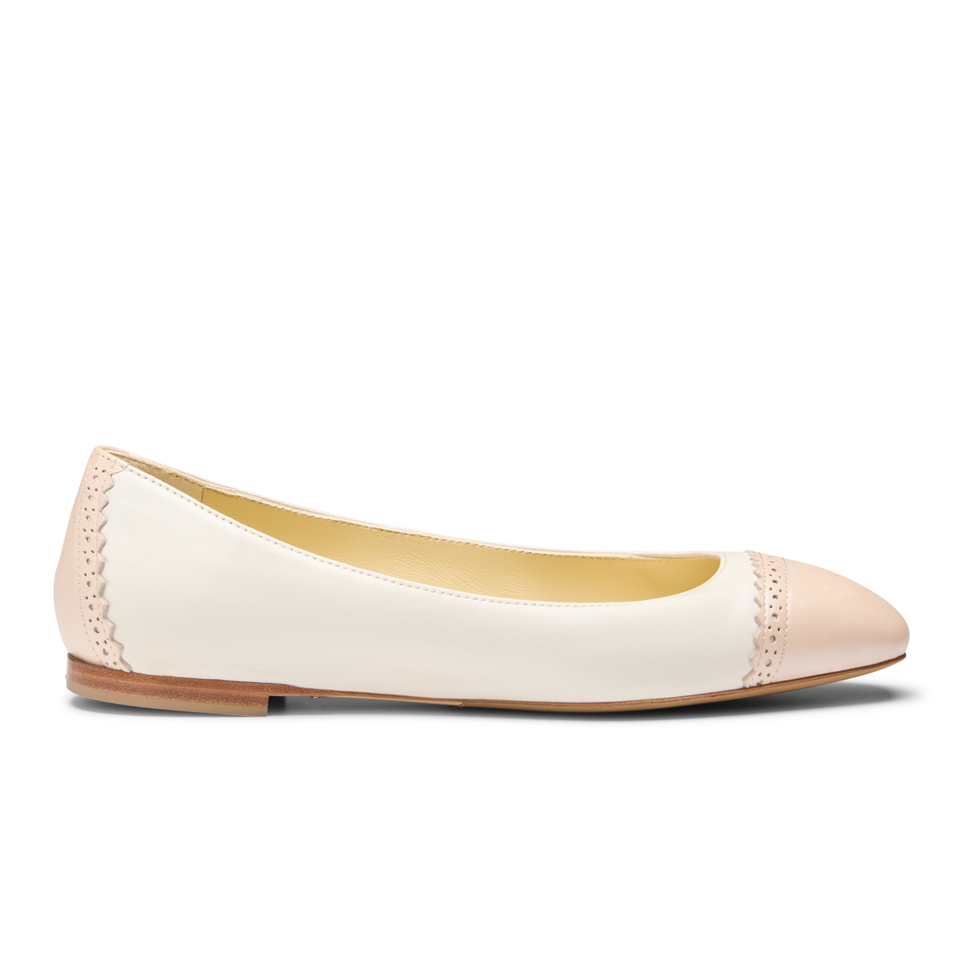 Sarah Flint X Mary Orton Cap Toe Flat in Ivory Nappa