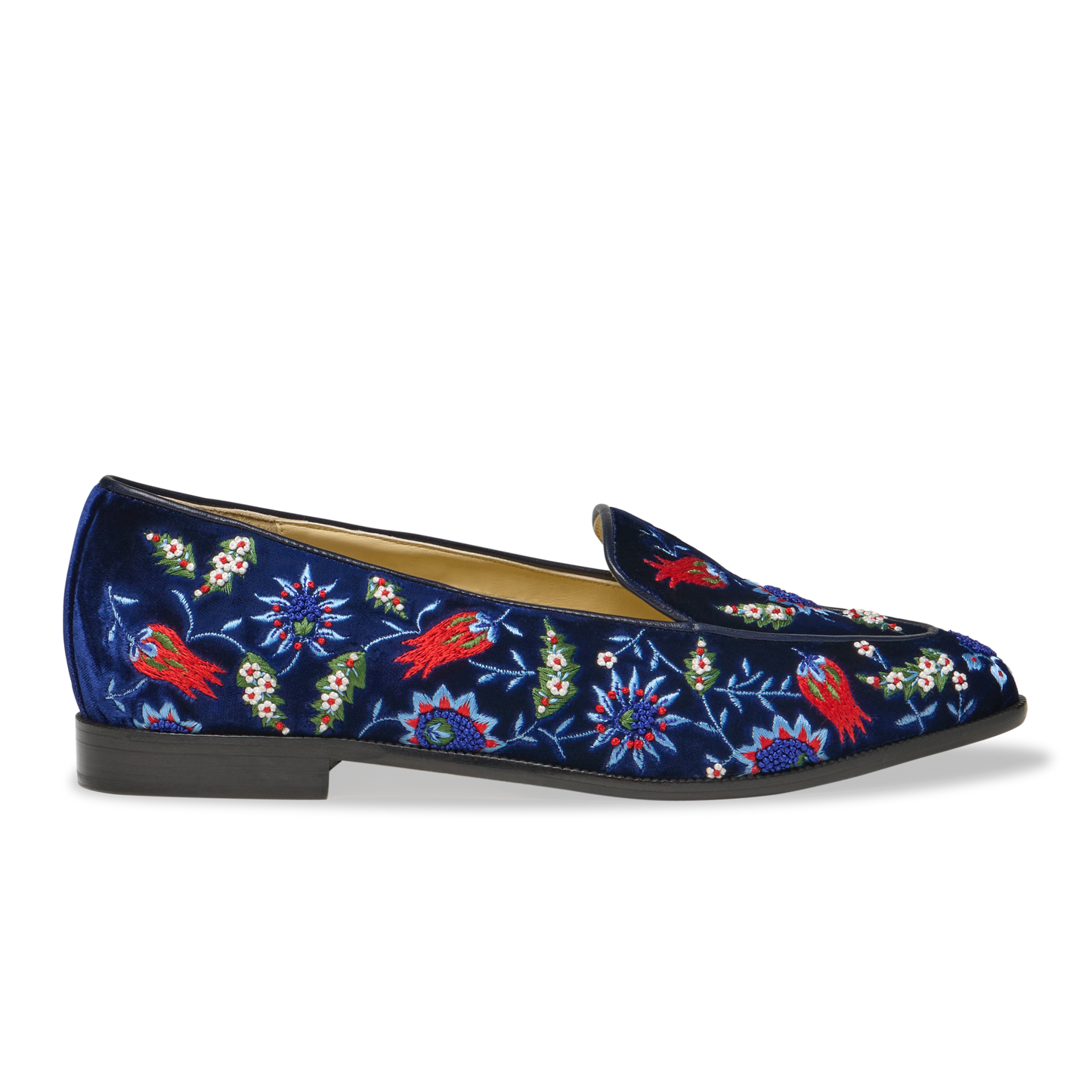 Judy Loafer in Sapphire Floral Printed Silk And Embroidery