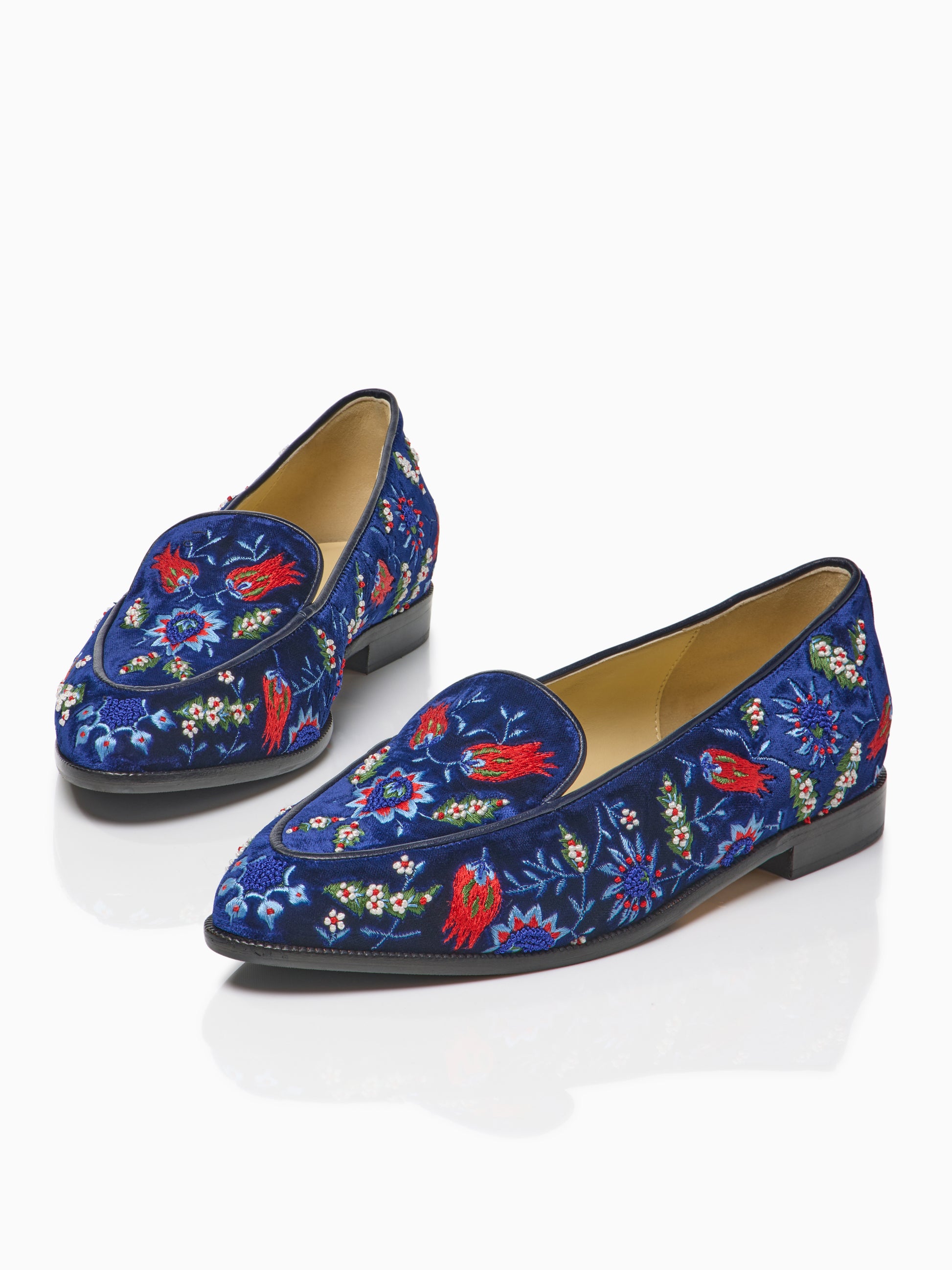 Judy Loafer in Sapphire Floral Printed Silk And Embroidery