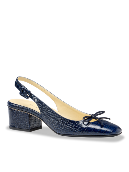 Perfect Kendra 45 in Navy Croc Embossed Calf
