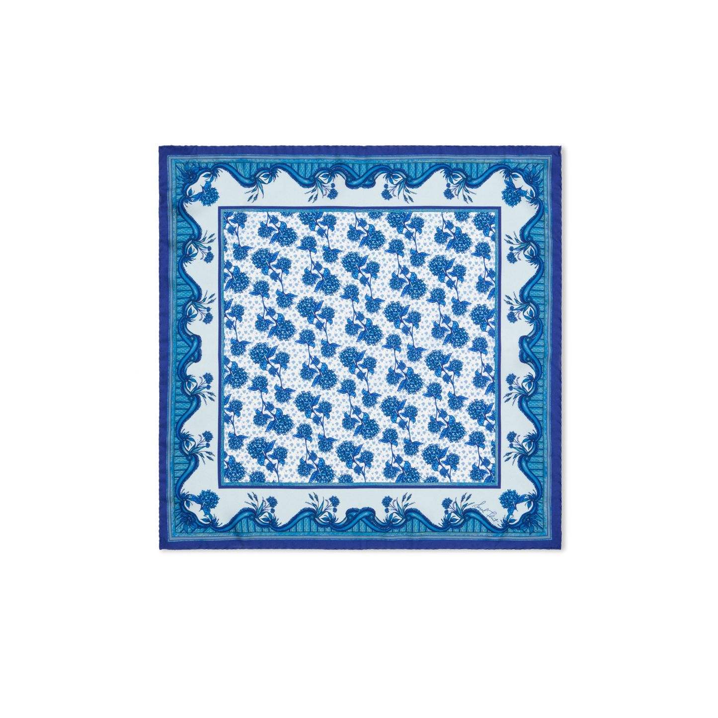 Sarah's Garden Scarf 45 in Hydrangea Blue Silk