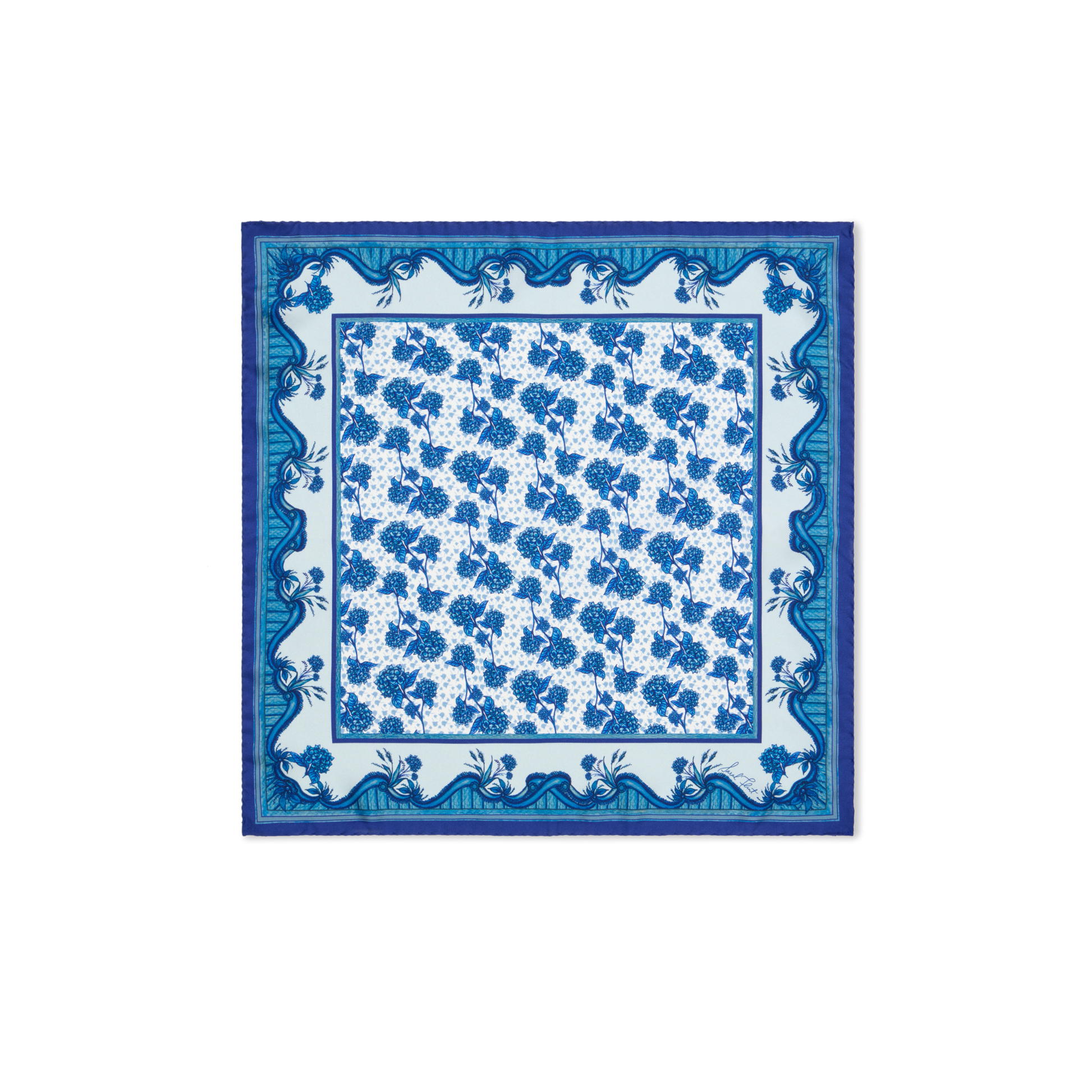 Sarah's Garden Scarf 45 in Hydrangea Blue Silk