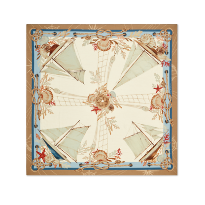 Mariner's Scarf 140 in Cream Nautical Cashmere-Silk