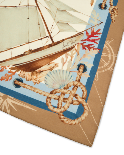 Mariner's Scarf 140 in Cream Nautical Cashmere-Silk