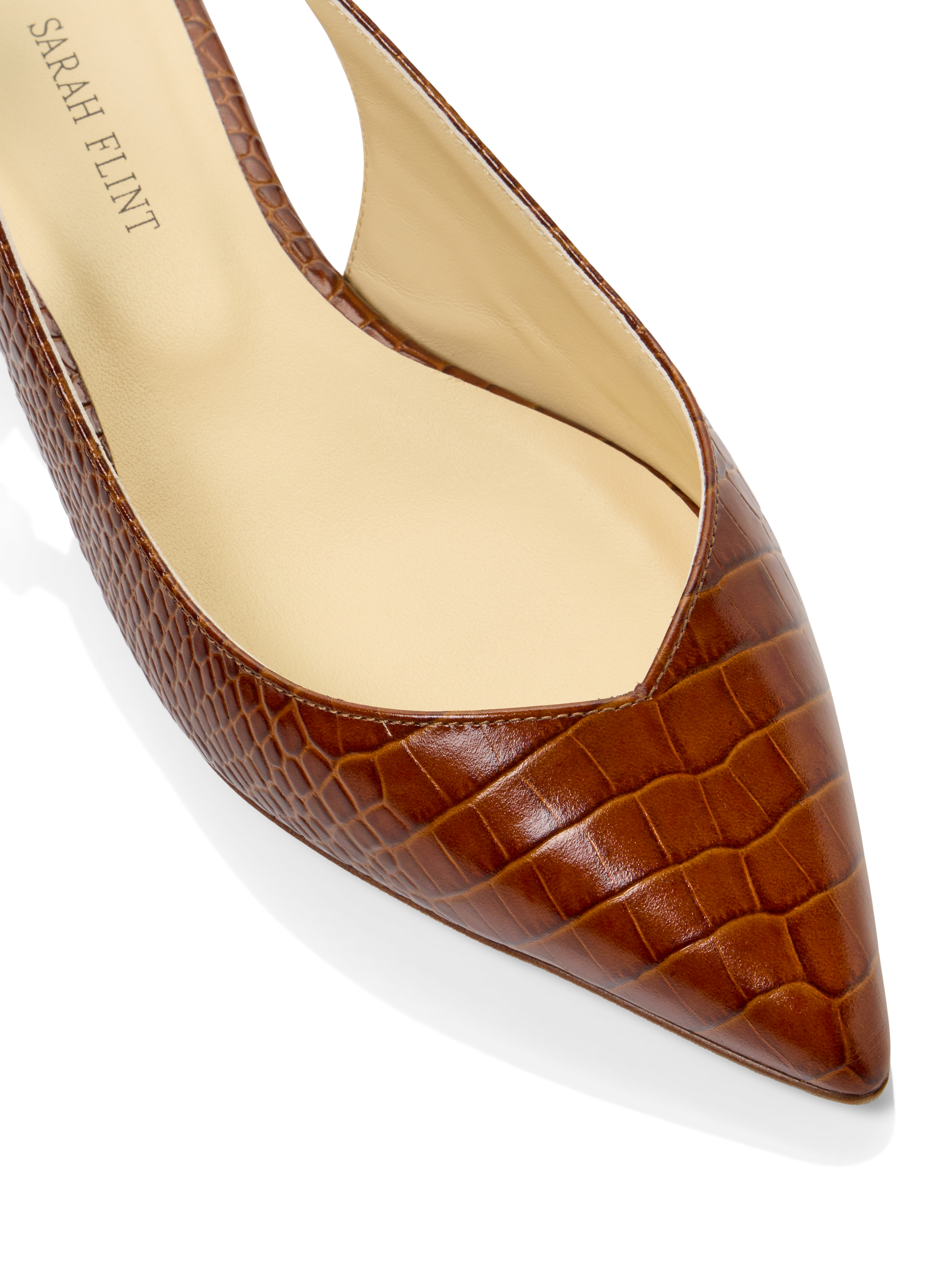 Stella in Cognac Croc Embossed Calf