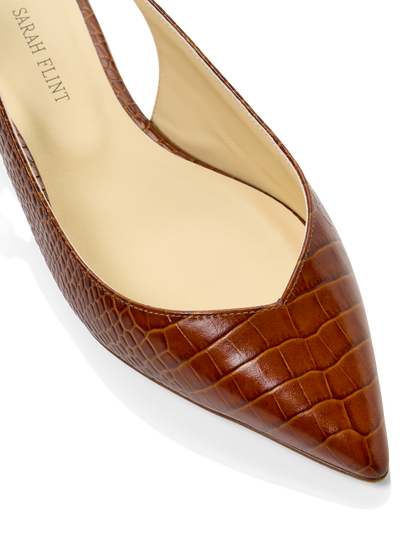 Stella in Cognac Croc Embossed Calf