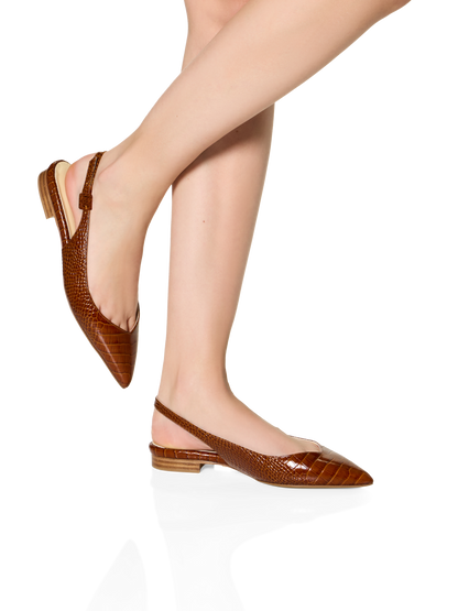 Stella in Cognac Croc Embossed Calf