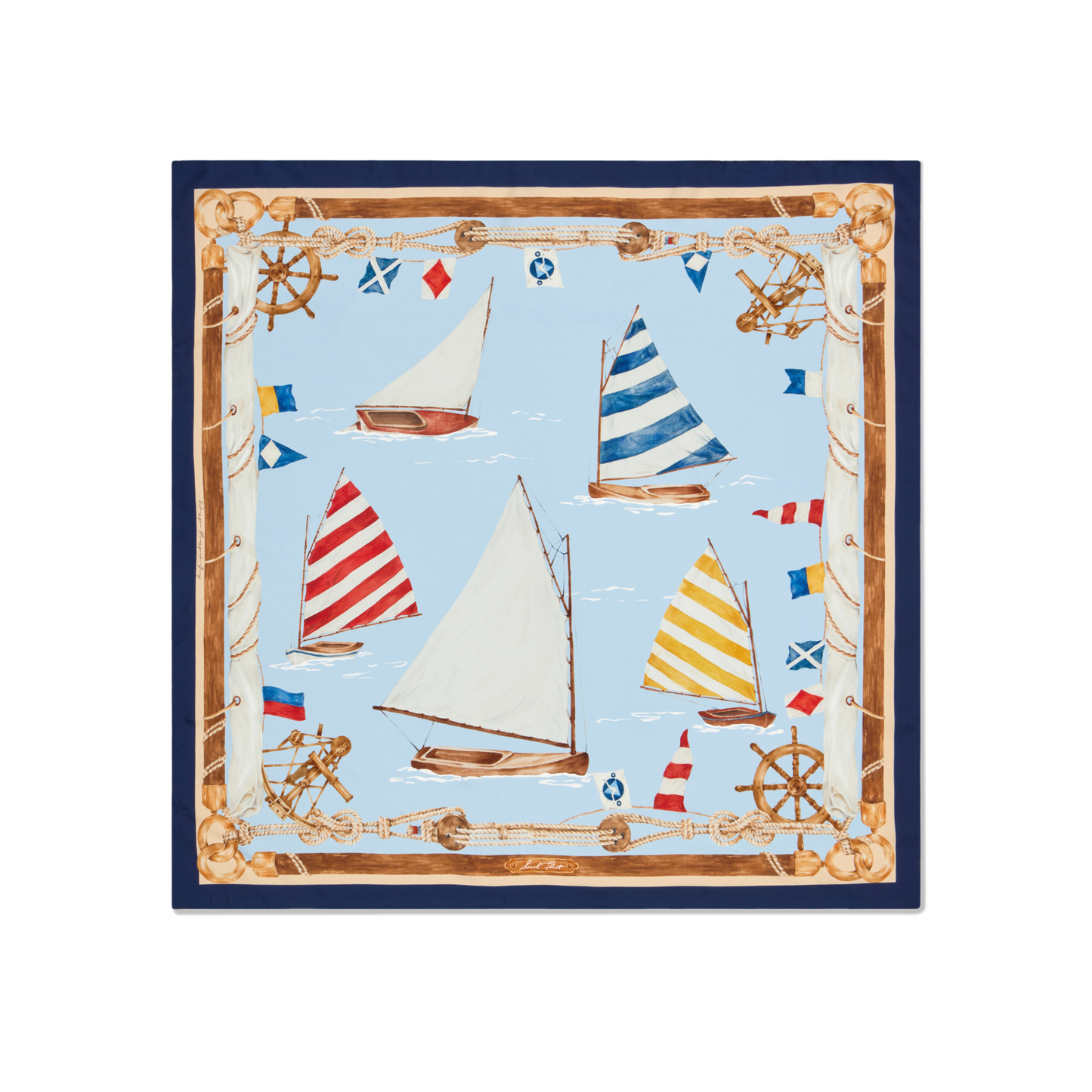 Beetle Cat Scarf 90 in Blue Nautical Silk