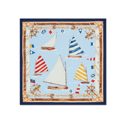 Beetle Cat Scarf 90 in Blue Nautical Silk