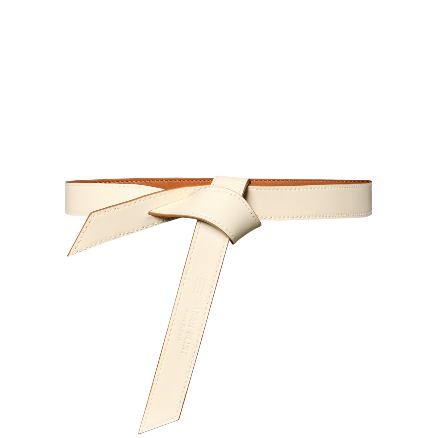 Knot Belt in Cream And Saddle Calf