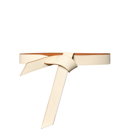 Knot Belt in Cream And Saddle Calf