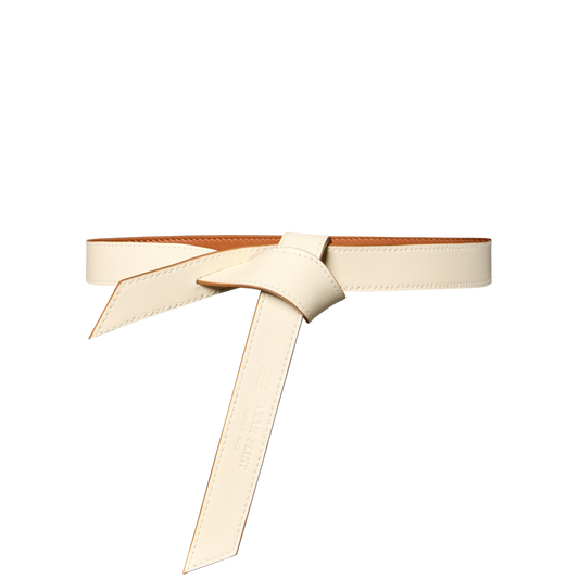 Knot Belt in Cream And Saddle Calf