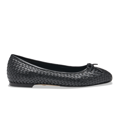 Perfect Ballet Flat in Black Woven Calf