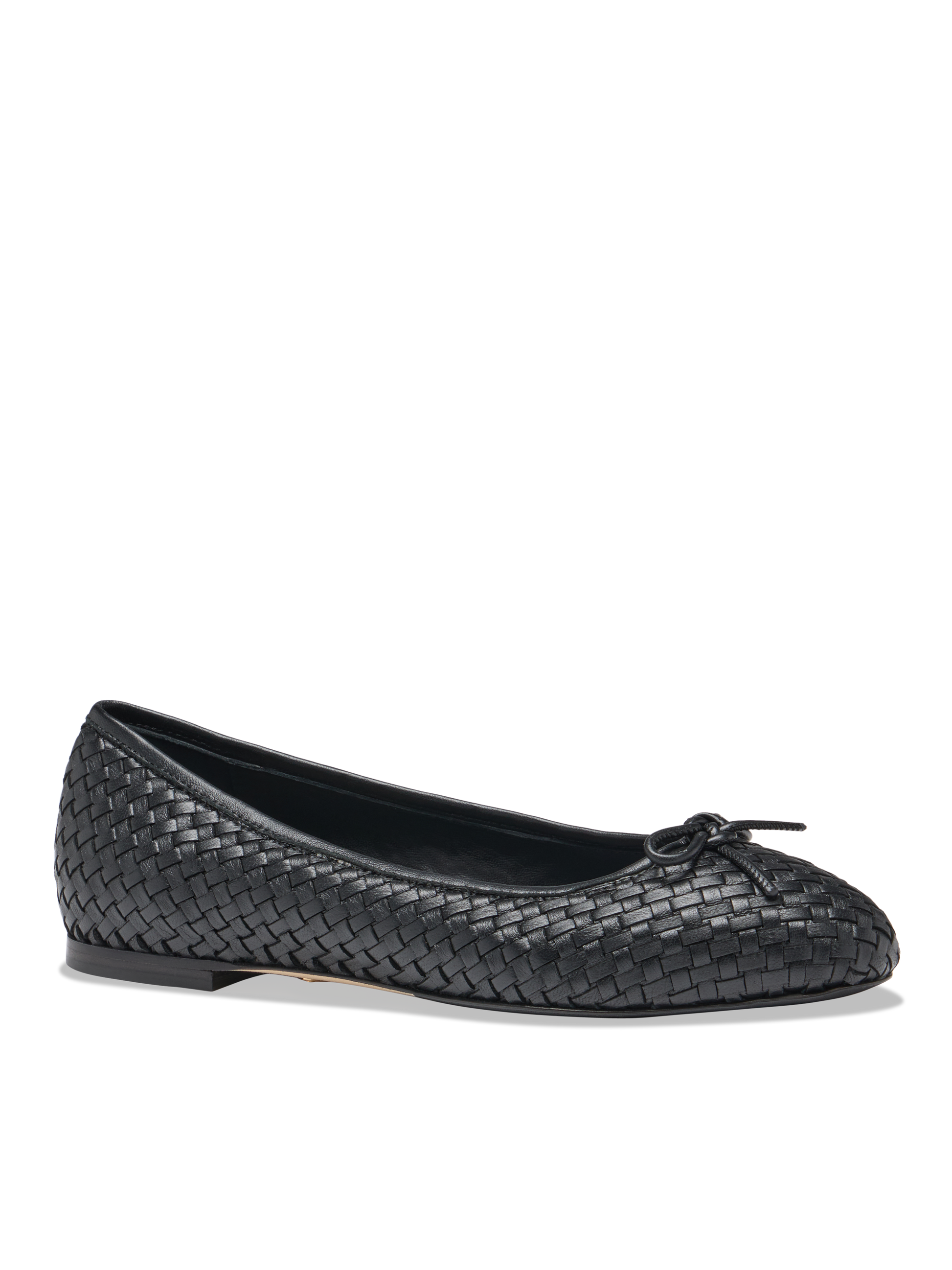 Perfect Ballet Flat in Black Woven Calf
