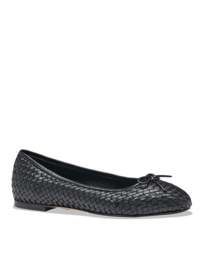 Perfect Ballet Flat in Black Woven Calf