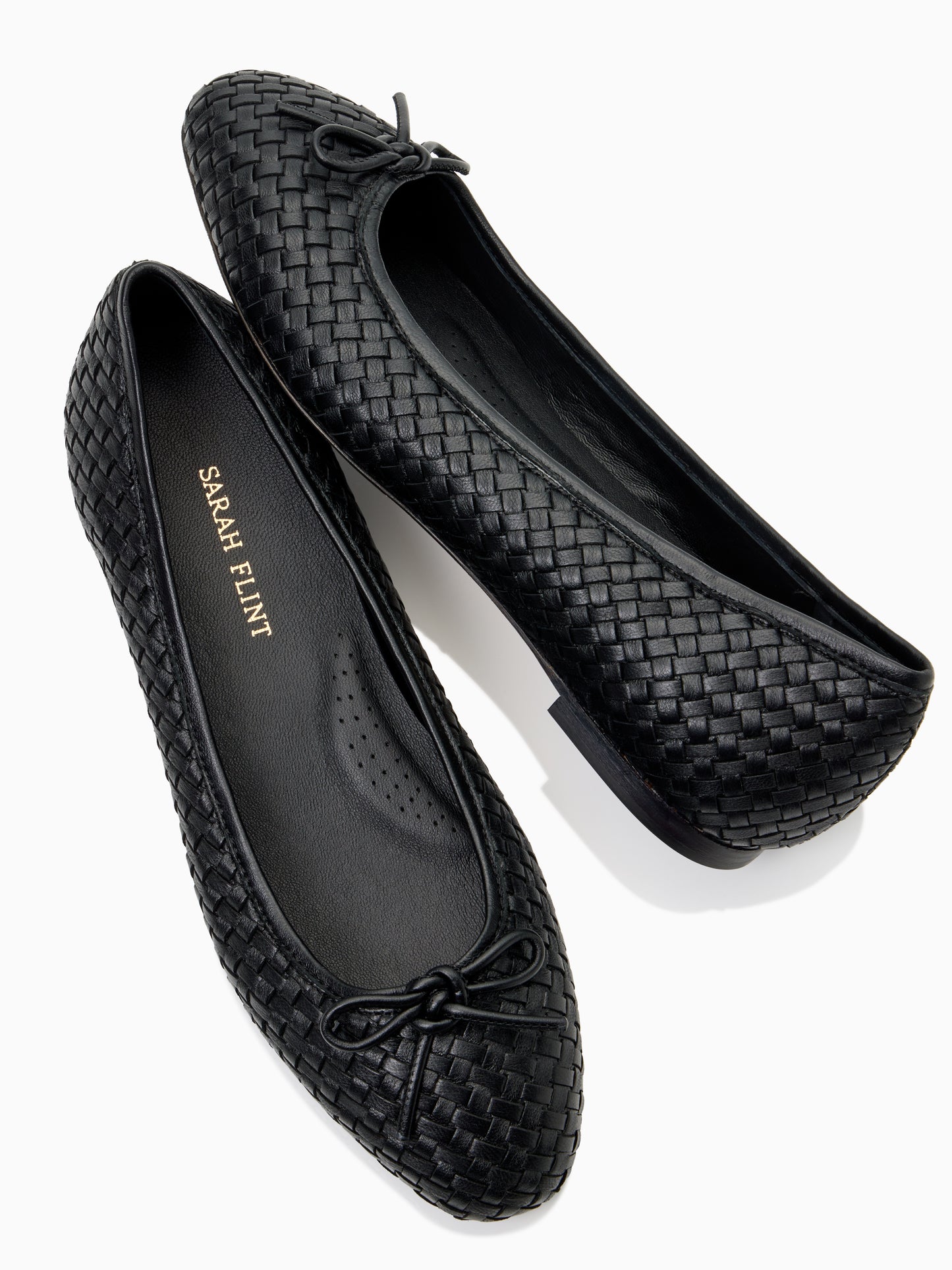 Perfect Ballet Flat in Black Woven Calf