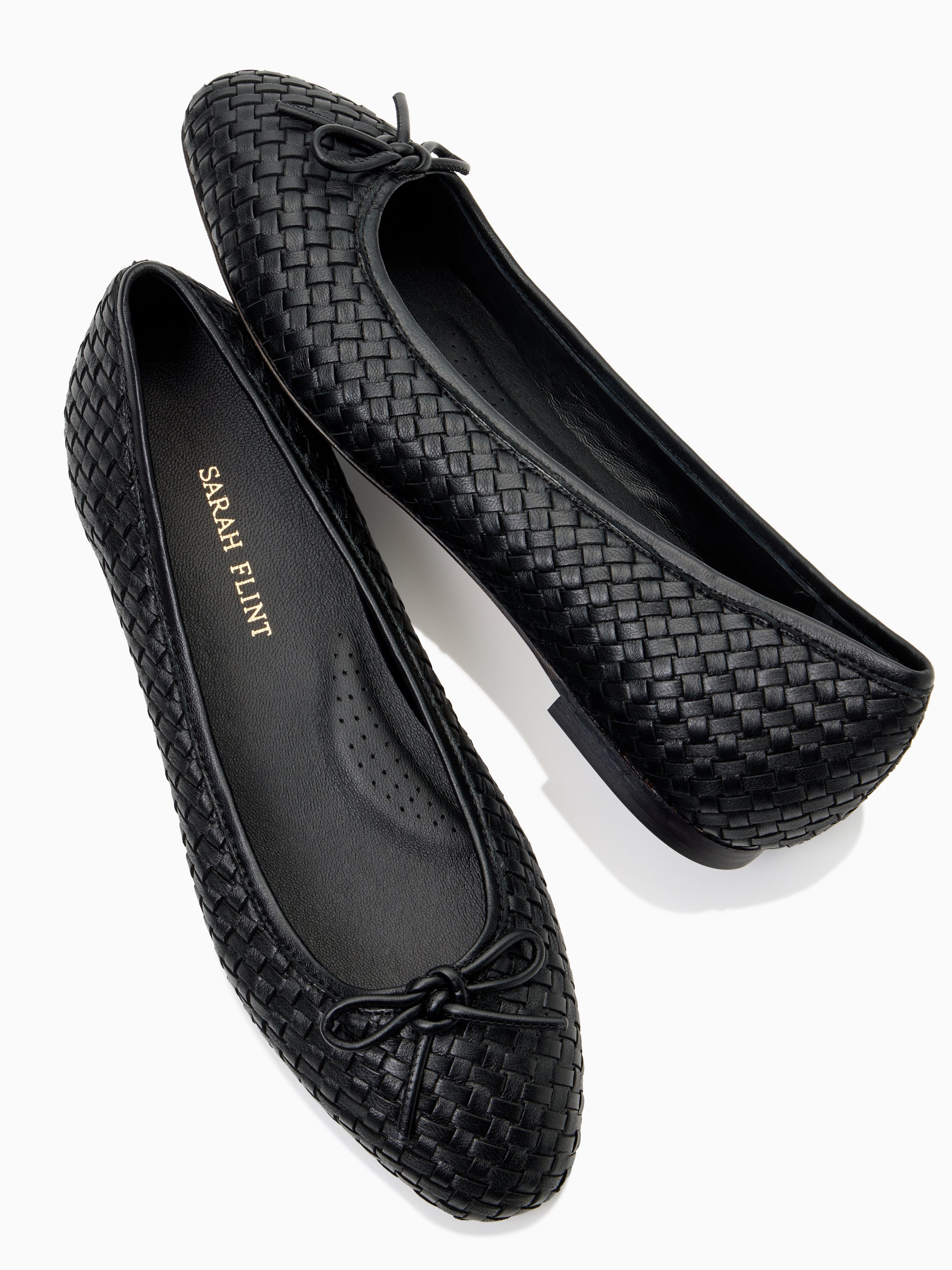 Perfect Ballet Flat in Black Woven Calf