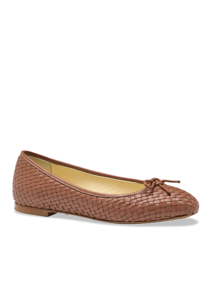 Perfect Ballet Flat in Saddle Woven Calf