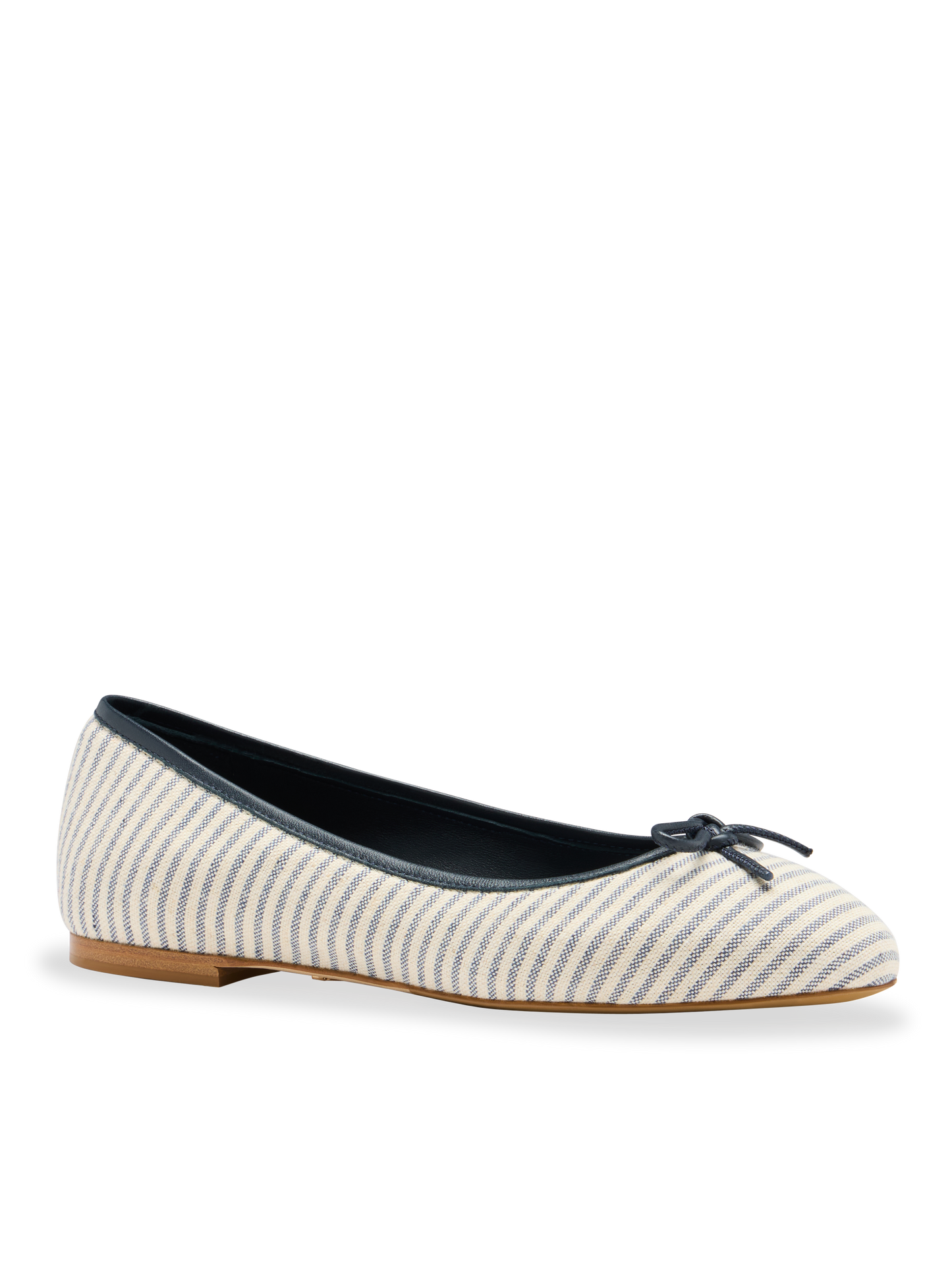 Perfect Ballet Flat in Navy Striped Linen