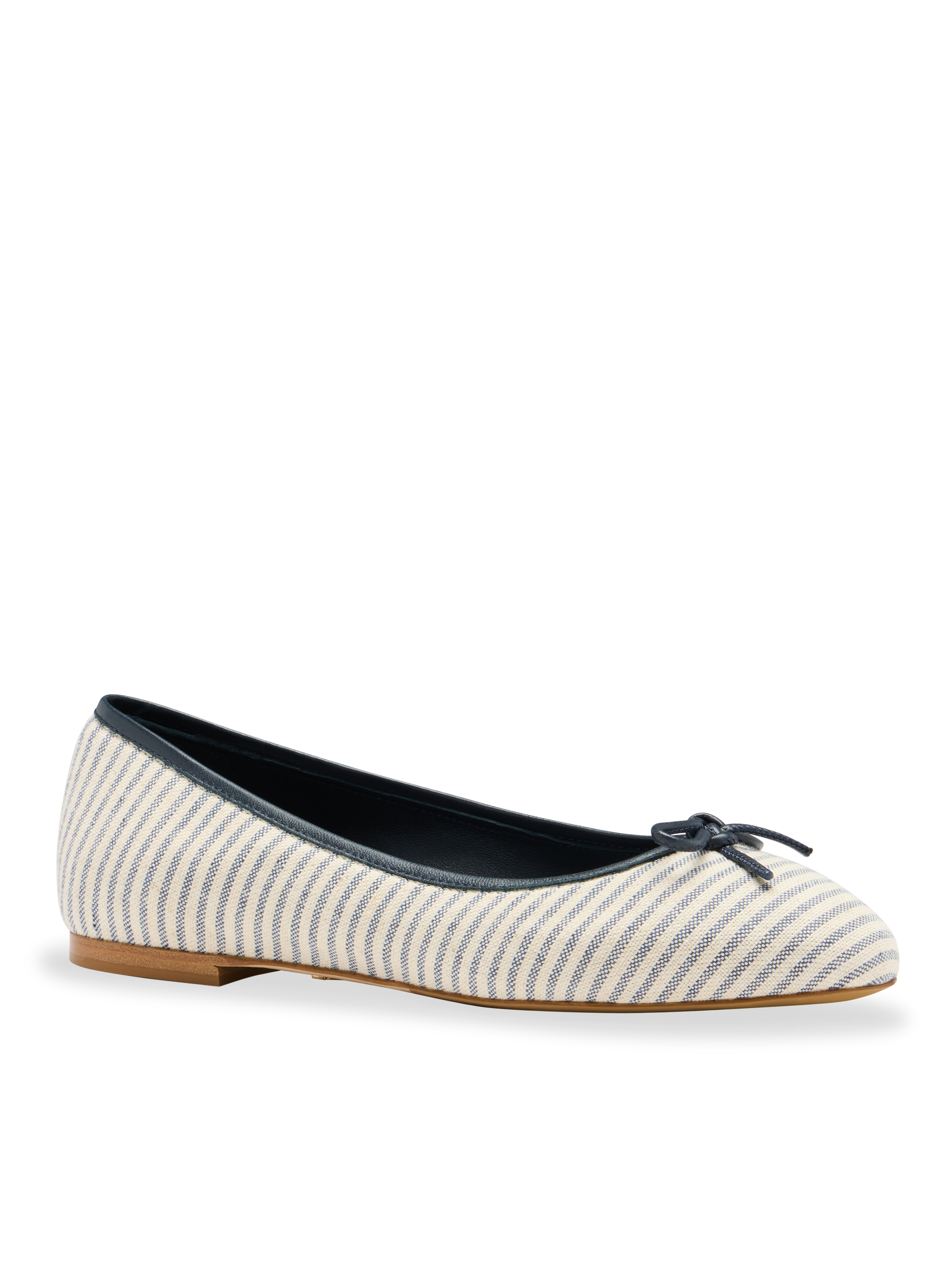 Perfect Ballet Flat in Navy Striped Linen