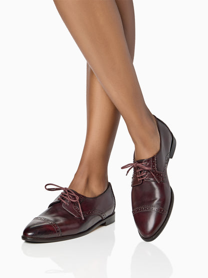 Sarah Flint X Mary Orton Oxford in Bordeaux Burnished Calf