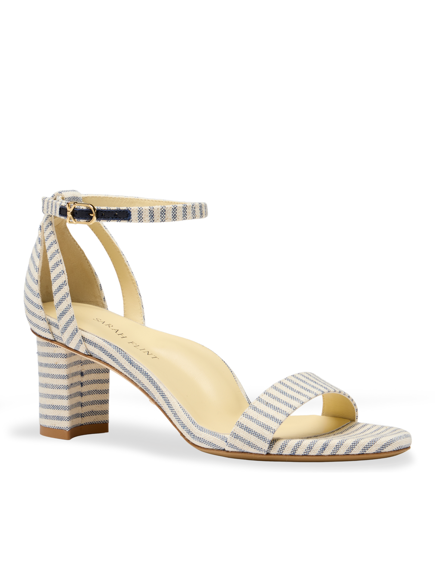 Perfect Block Sandal 60 in Navy Striped Linen