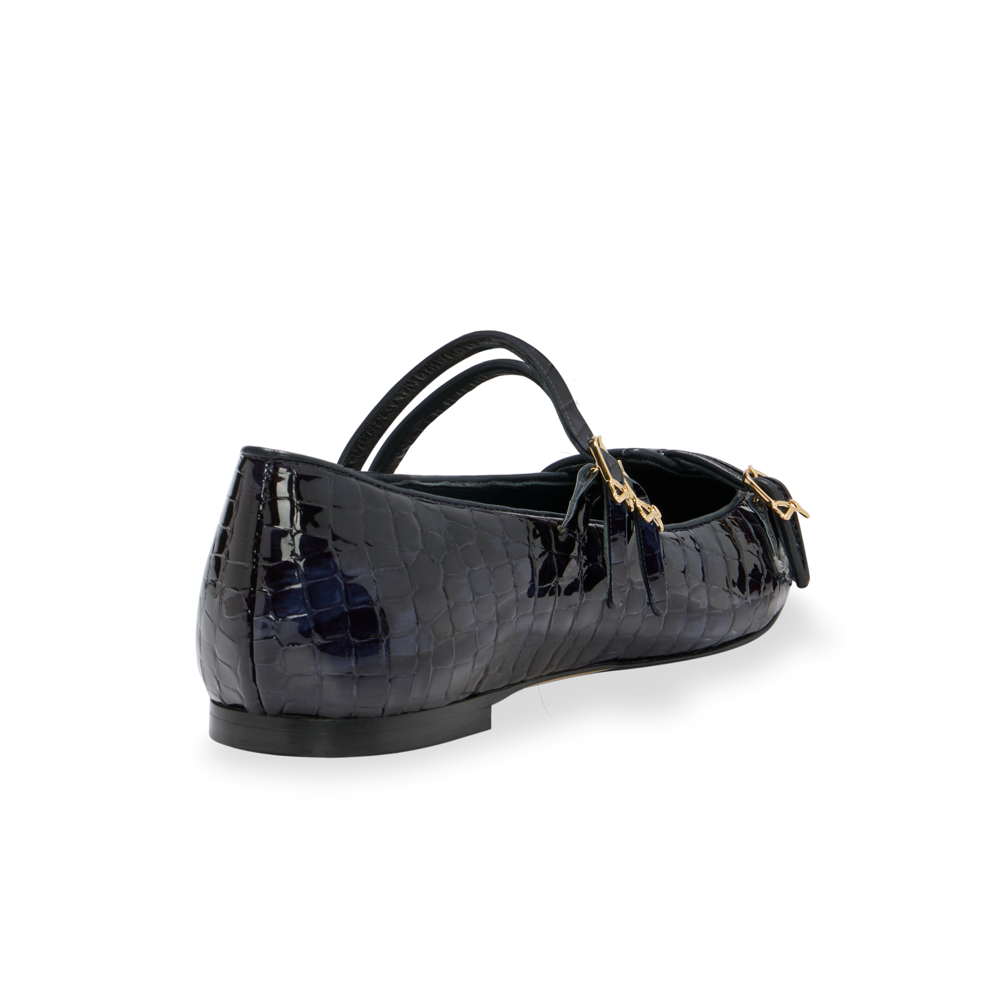 Mary Gail Mary Jane in Navy Croc Embossed Patent