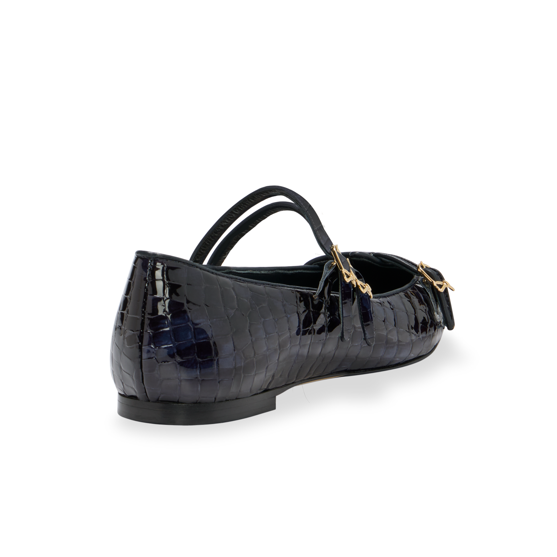 Mary Gail Mary Jane in Navy Croc Embossed Patent