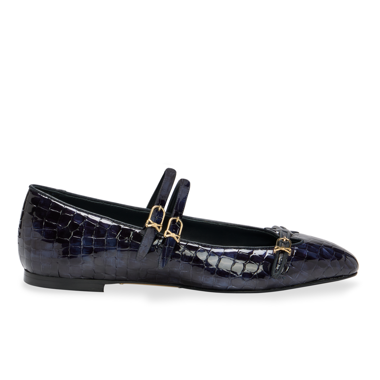 Mary Gail Mary Jane in Navy Croc Embossed Patent