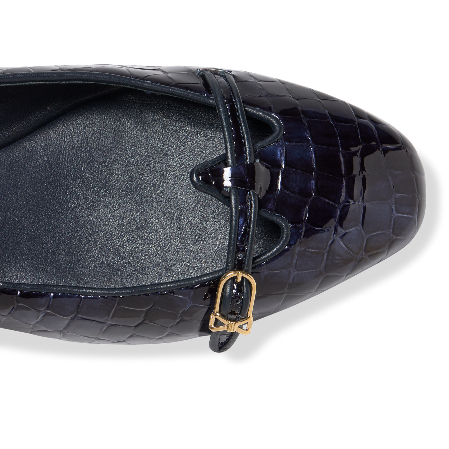 Mary Gail Mary Jane in Navy Croc Embossed Patent