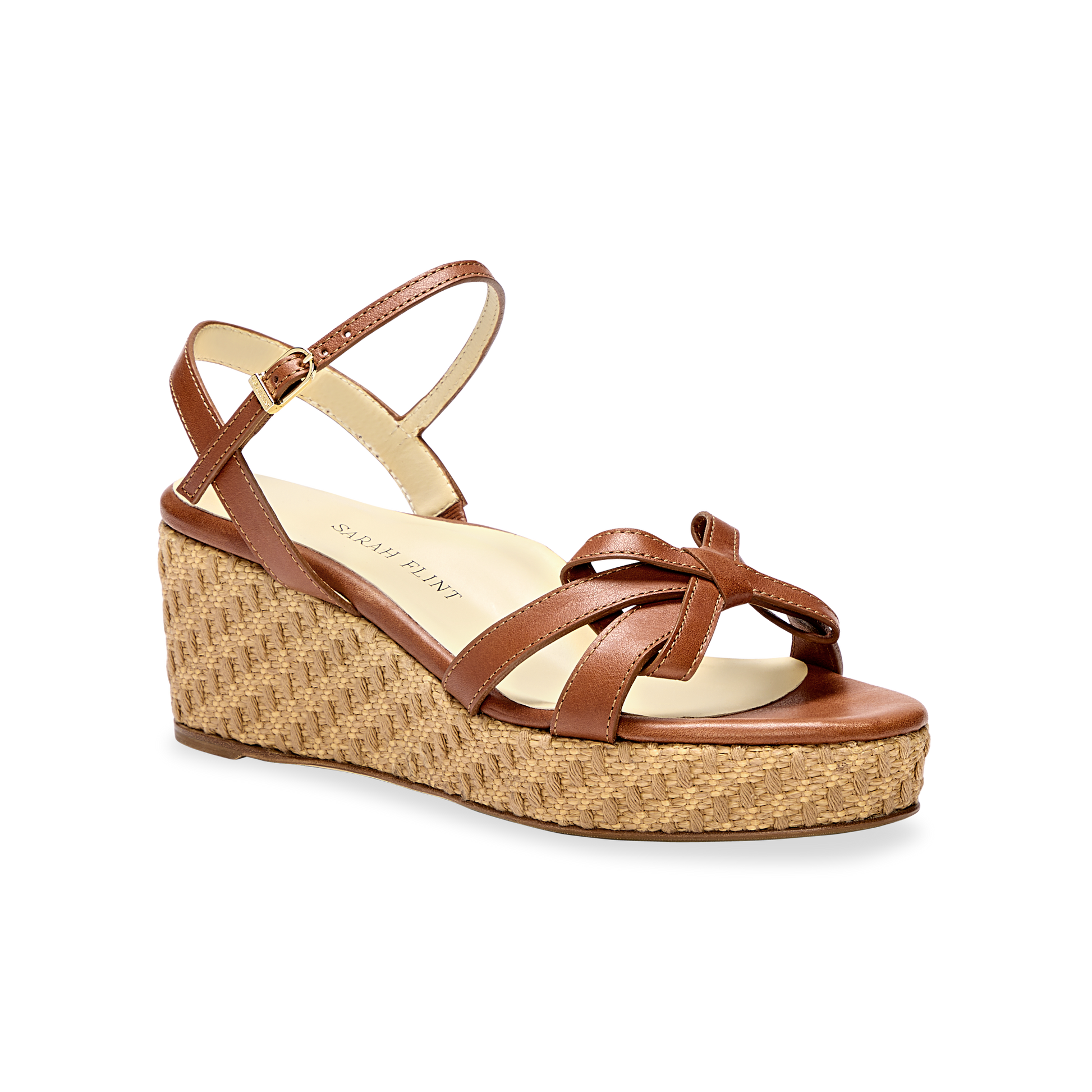 Mirjana Wedge 50 in Saddle Vachetta And Raffia