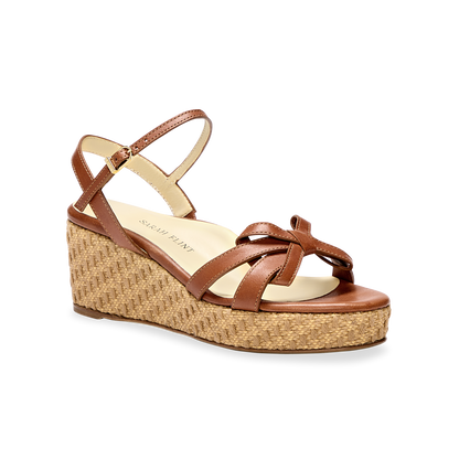 Mirjana Wedge 50 in Saddle Vachetta And Raffia