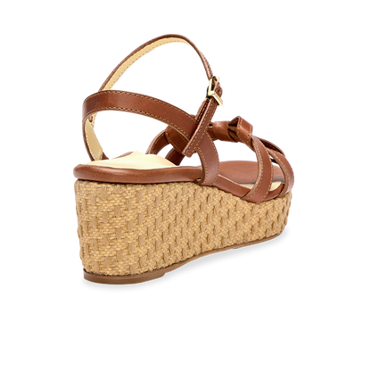 Mirjana Wedge 50 in Saddle Vachetta And Raffia