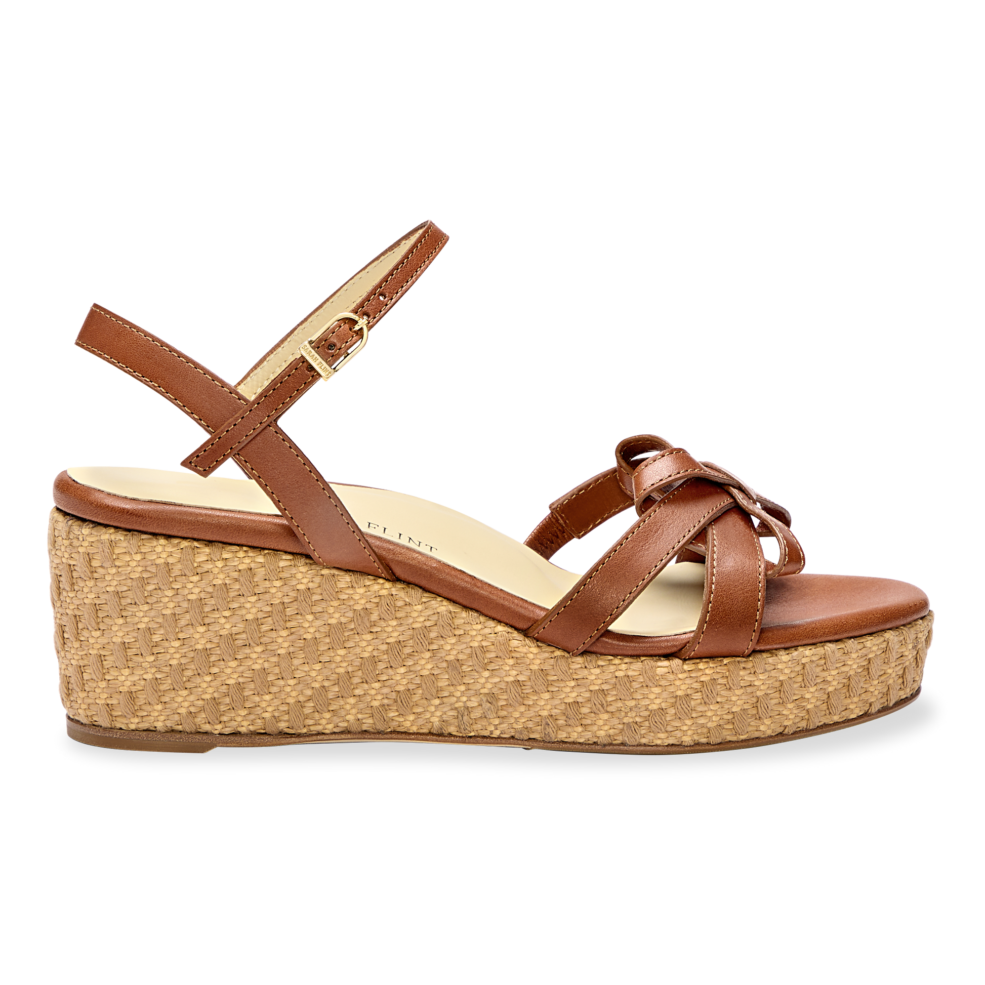 Mirjana Wedge 50 in Saddle Vachetta And Raffia