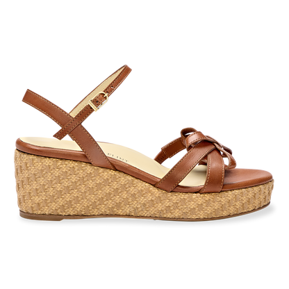 Mirjana Wedge 50 in Saddle Vachetta And Raffia