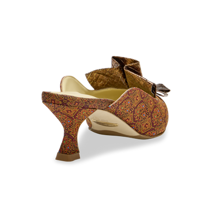 Perfect Abigail Kitten Mule 50 in Burgundy Jacquard