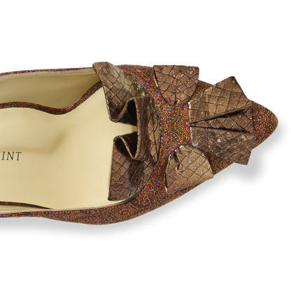 Perfect Abigail Kitten Mule 50 in Burgundy Jacquard