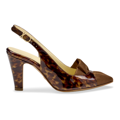 Perfect Sabina Sling 85 in Tortoise Patent and Espresso Satin