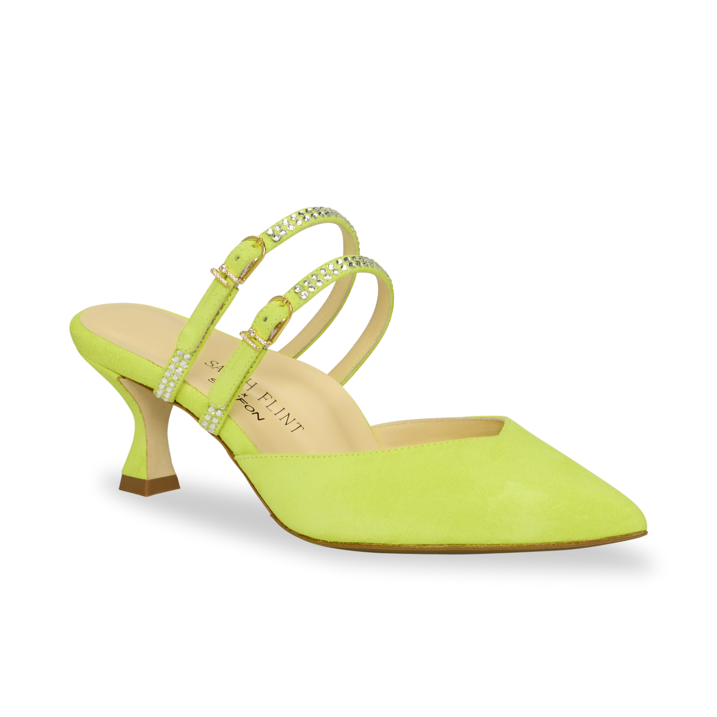 Perfect Shiffon Kitten Mule 50 in Optic Yellow Suede